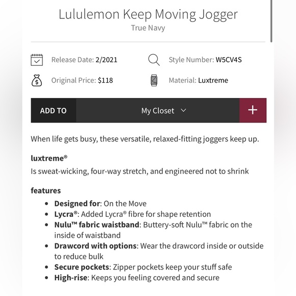 Lululemon Keep Moving Jogger
True Navy size 10 - Picture 6 of 10